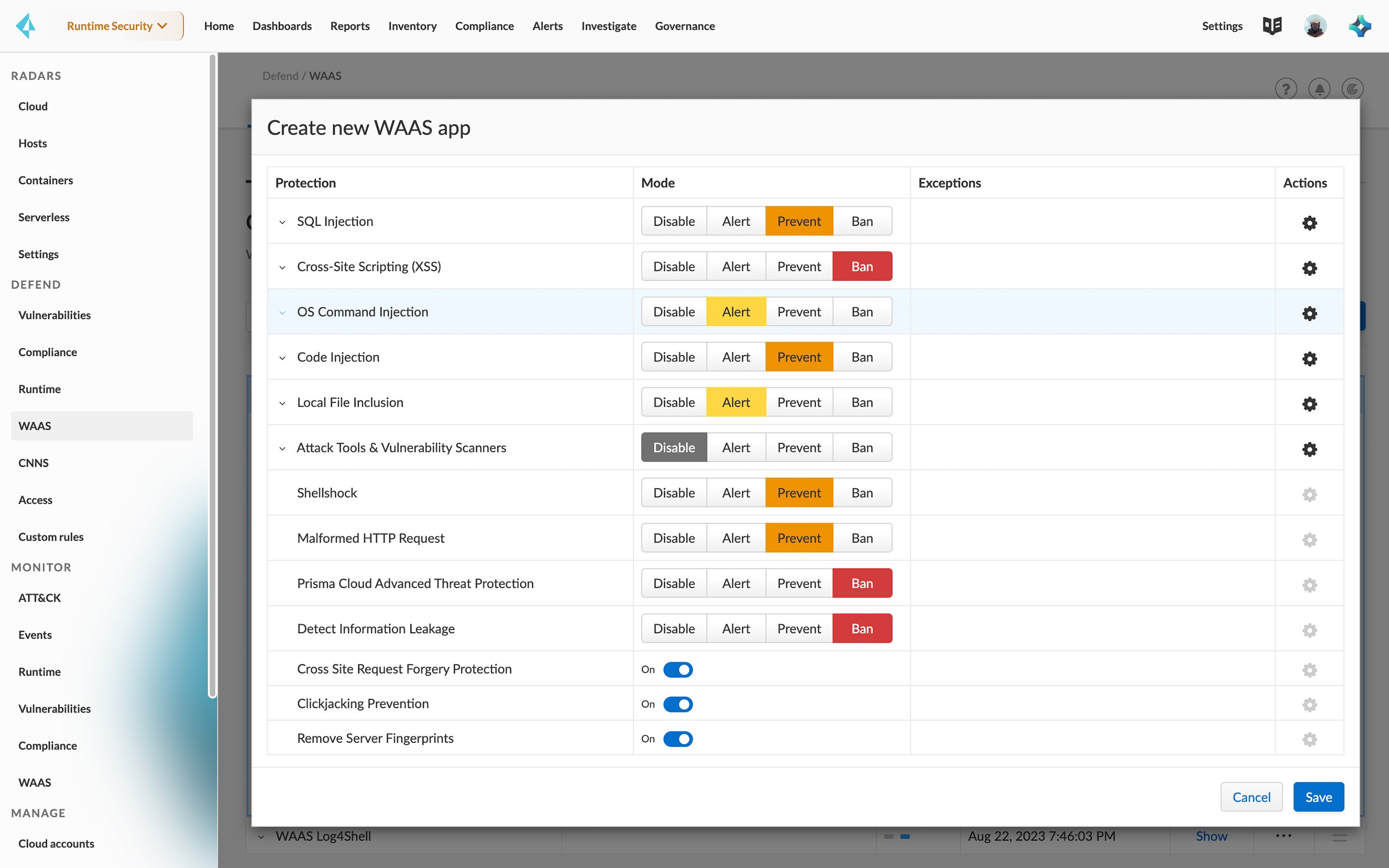 Protezione in tempo reale