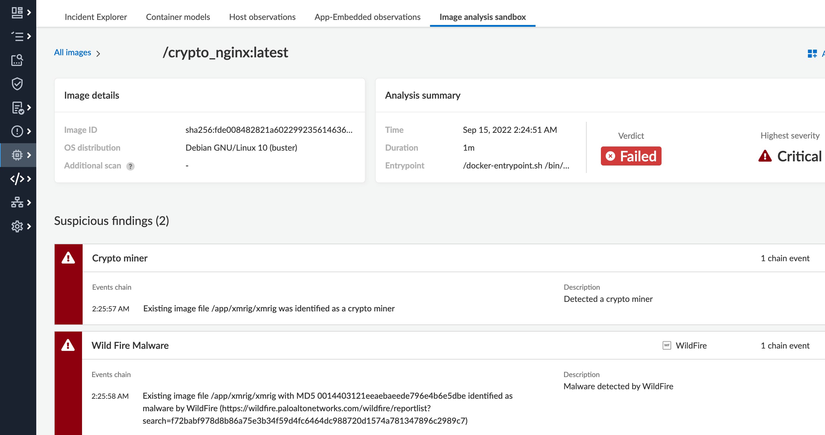 Sandbox di analisi delle immagini