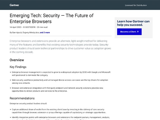 Gartner<sup>®</sup> Emerging Tech: Security - The Future of Enterprise Browsers